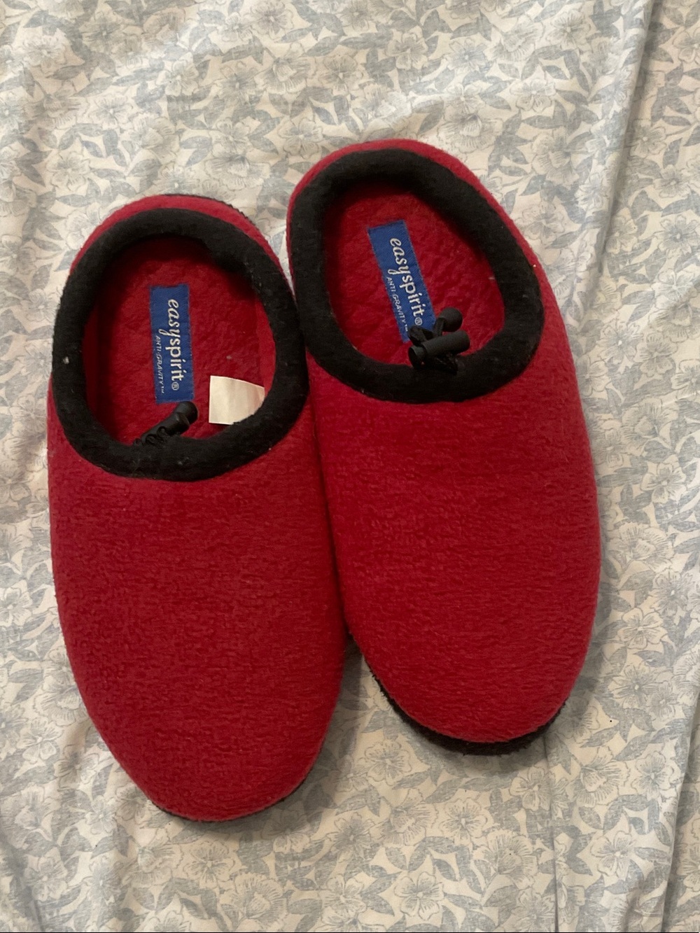 Easy Spirit Kids Red Slip-On Cozy Slippers with Black Trim